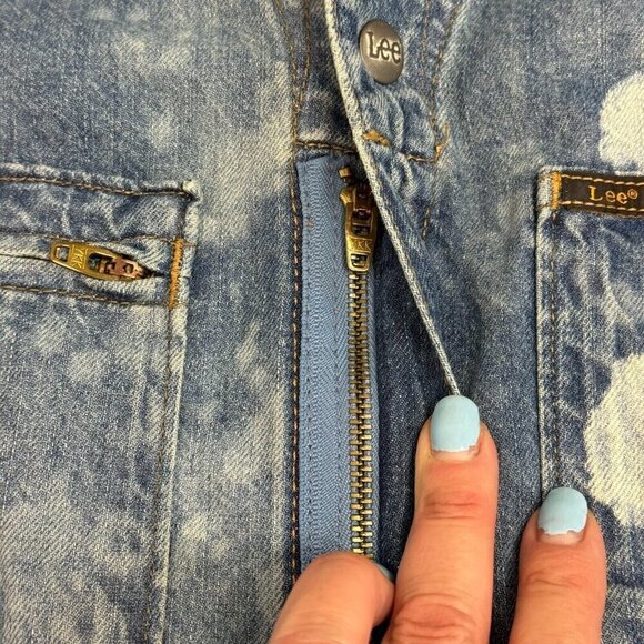 Lee Union-Alls Women's Coverall Denim Splatter Great Fog Pockets Blue Size Small - Picture 8 of 16